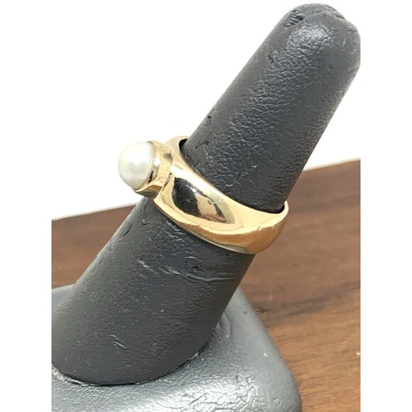 Pearl Cocktail Ring 14k Yellow Gold Estate Jewelry Women's Size 7.25 - Picture 8 of 14